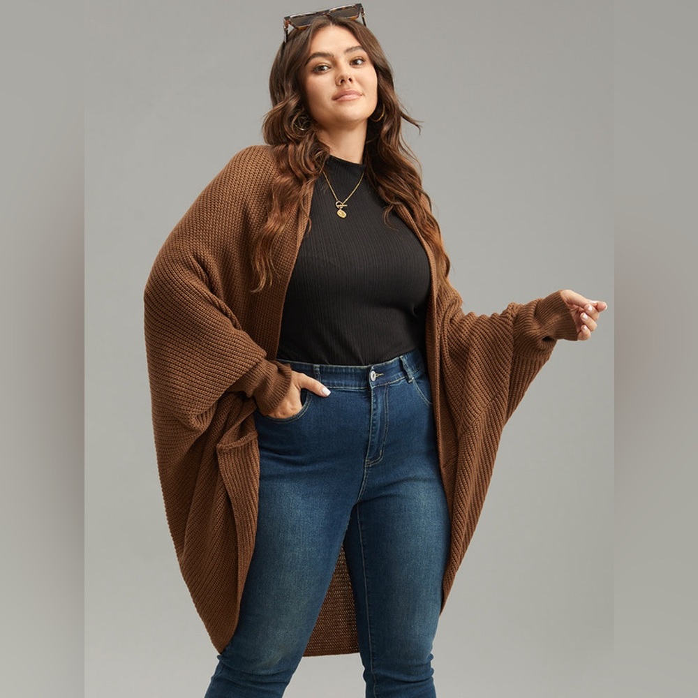Solid Dolman Sleeve Arc Hem Cardigan 18-20 2x NWT